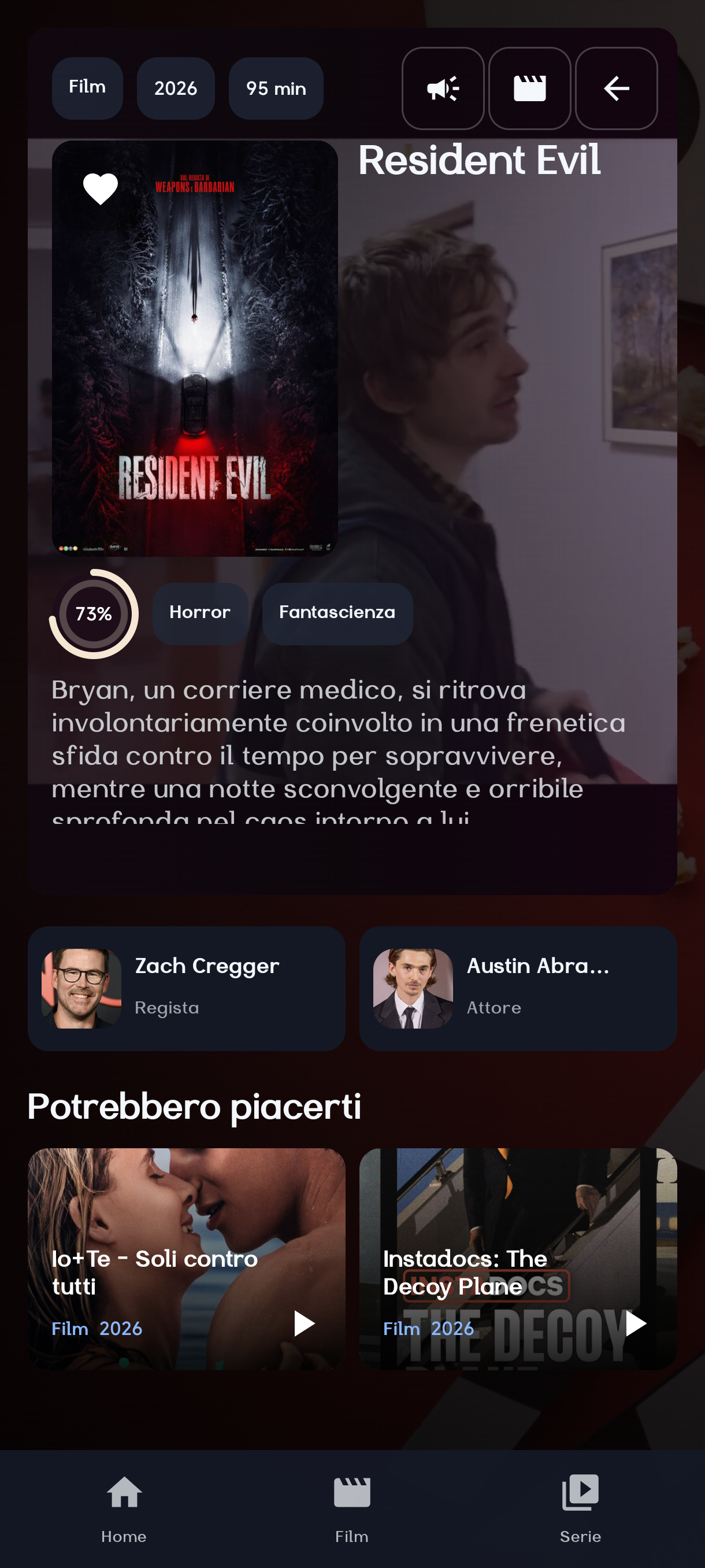 Scheda titolo senza lista di Panther Player su smartphone